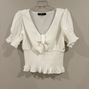 Sugar & Lips White Babydoll Top Elastic bottom Womens Medium